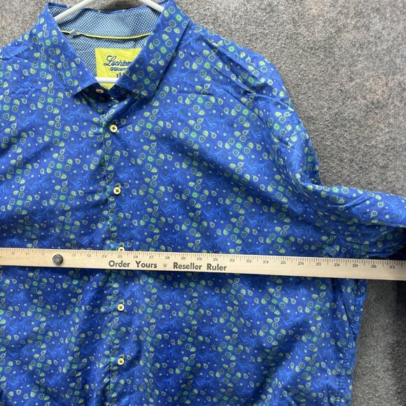 Luchiano Visconti Shirt Mens 3XL Blue Geometric Print Button Front Cotton - Picture 6 of 10